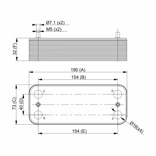Теплообменник (вторичный)  12 пластин (х-образный)