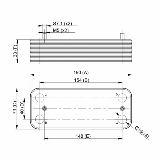 Пластинчатый (вторичный) теплообменник 14 пластин