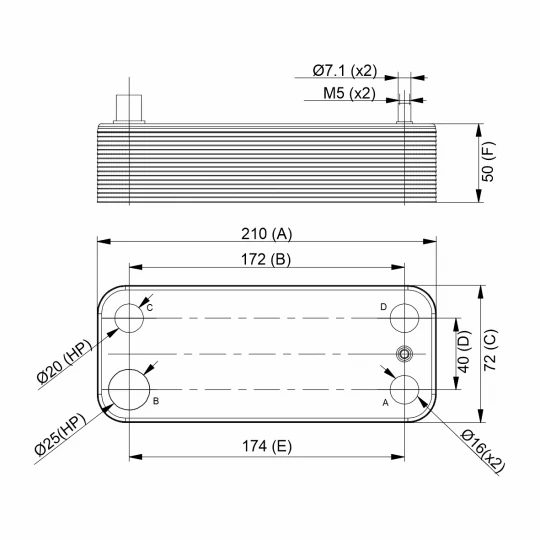 Пластинчатый (вторичный) теплообменник 20 пластин